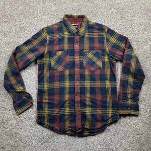 RVCA Shirt Mens Size Small Flannel Plaid Heavy Outdoor Skateboard Pockets